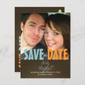 Gewoon, blauw + bruin Save the Date Photo briefkaa Aankondigingskaart (Voorkant / Achterkant)