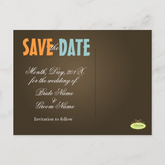 Gewoon, blauw + bruin Save the Date Photo briefkaa Aankondigingskaart (Achterkant)
