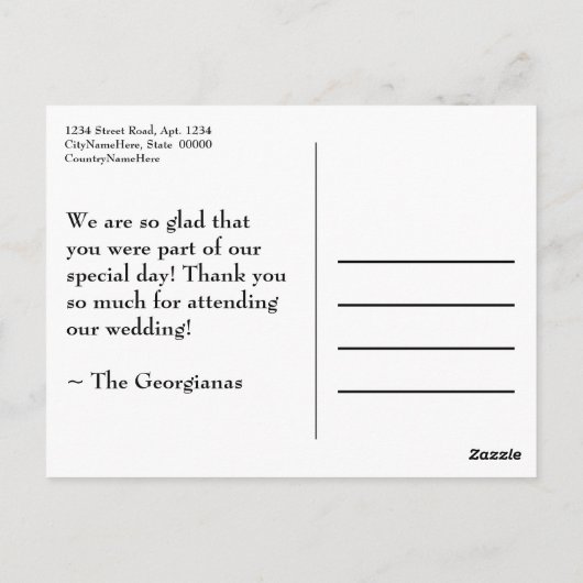 Gewoon, blauw "Dank u" Briefkaart (Achterkant)