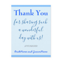 Gewoon, blauw "Dank u" Briefkaart