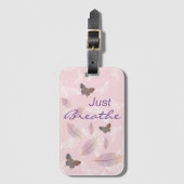 Gewoon blauw de bladeren Butterflies Roze Bagagelabel (Voorkant (verticaal))