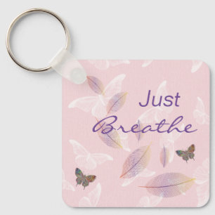 Gewoon blauw de bladeren Butterflies Roze Sleutelhanger