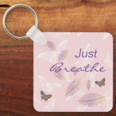 Gewoon blauw de bladeren Butterflies Roze Sleutelhanger (Voorkant)