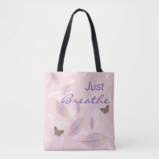 Gewoon blauw de bladeren Butterflies Roze Tote Bag (Voorkant)
