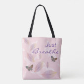 Gewoon blauw de bladeren Butterflies Roze Tote Bag (Achterkant)