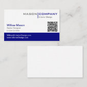 Gewoon blauw en wit, stijlvol QR-Visitekaartje Visitekaartje (Voorkant / Achterkant)