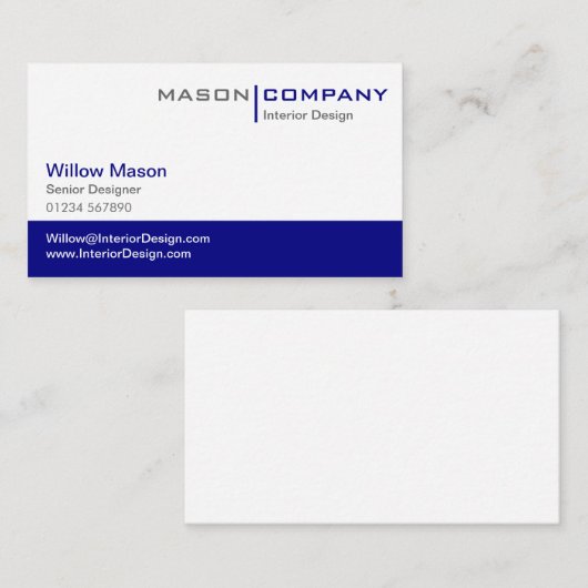 Gewoon blauw en wit, stijlvol Visitekaartje (Voorkant / Achterkant)