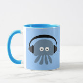 Gewoon blauw kwal met hoofdtelefoon mok (Links)