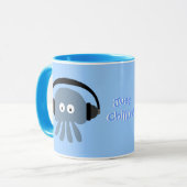 Gewoon blauw kwal met hoofdtelefoon mok (Voorkant links)