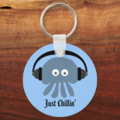Gewoon blauw kwal met hoofdtelefoon sleutelhanger (Voorkant)