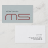 Gewoon Blauw Modern Monogram Visitekaartje (Voorkant / Achterkant)