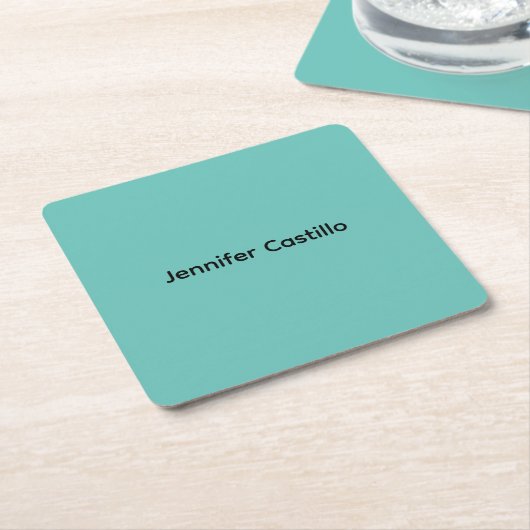 Gewoon blauw Zwart Minimalistisch Modern Kartonnen Onderzetters (Schuin)