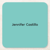 Gewoon blauw Zwart Minimalistisch Modern Kartonnen Onderzetters (Voorkant)