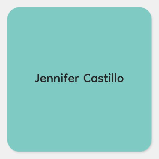 Gewoon blauw Zwart Minimalistisch Modern Vierkante Sticker (Voorkant)