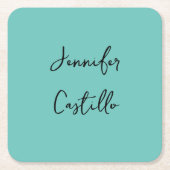 Gewoon blauw zwart Minimalistische moderne kalligr Kartonnen Onderzetters (Voorkant)