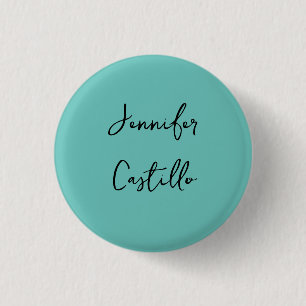 Gewoon blauw zwart Minimalistische moderne kalligr Ronde Button 3,2 Cm