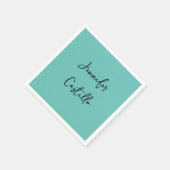 Gewoon blauw zwart Minimalistische moderne kalligr Servet (Hoek)