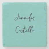 Gewoon blauw zwart Minimalistische moderne kalligr Stenen Onderzetter (Voorkant)