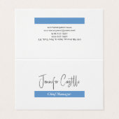 Gewoon blauw zwart wit minimalistische kalligrafie visitekaartje (Buitenkant ongevouwen)