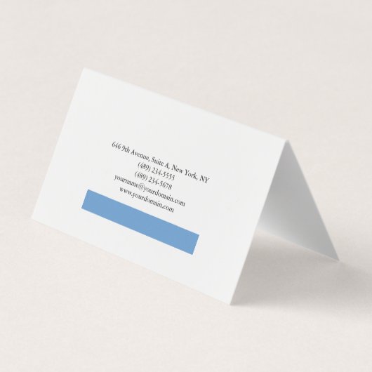 Gewoon blauw zwart wit minimalistische kalligrafie visitekaartje (Achterkant)