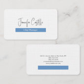 Gewoon blauw zwart wit minimalistische kalligrafie visitekaartje (Voorkant / Achterkant)