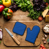 Gewoon blauwe kleur ovenwant & pannenlap set