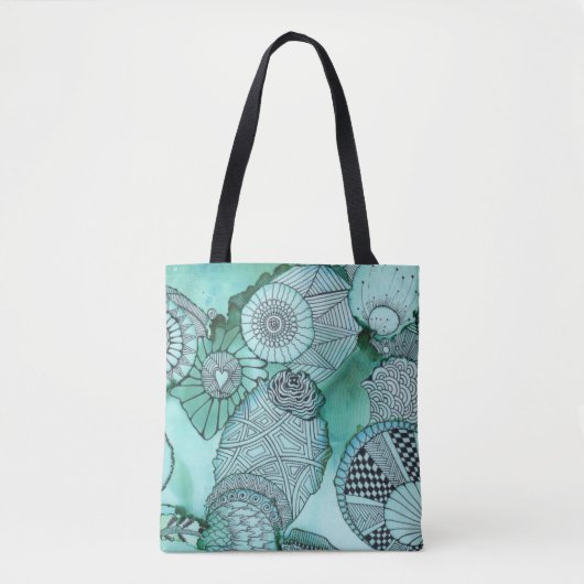 Gewoon Blauwgroen Canvas tas (Voorkant)