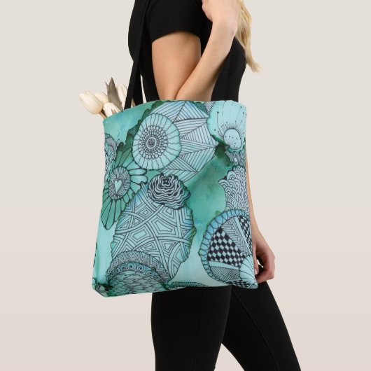 Gewoon Blauwgroen Canvas tas (Dichtbij)