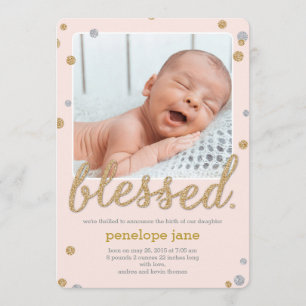Gewoon 'Blessed Birth Announcement' - Roze Aankondiging