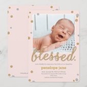Gewoon 'Blessed Birth Announcement' - Roze Aankondiging (Voorkant / Achterkant)