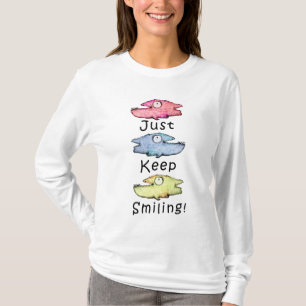 Gewoon blijven glimlachen! Kleurrijke getande vis T-shirt