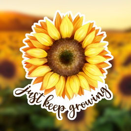 "Gewoon blijven groeien" Zonnebloem Sticker