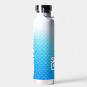 "Gewoon blijven zwemmen" Blauwe schalen zwemmen le Waterfles (Links)