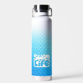 "Gewoon blijven zwemmen" Blauwe schalen zwemmen le Waterfles (Achterkant)