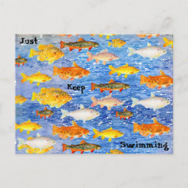 Gewoon blijven zwemmen-een Collectie vis Briefkaar Briefkaart