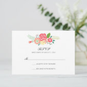 Gewoon Bloemen & Strepen Bruiloft RSVP / Mint Kaartje (Staand voorkant)