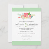 Gewoon bloemen & strepen bruiloft uitnodiging / mu (Voorkant)