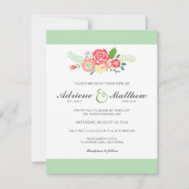 Gewoon bloemen & strepen bruiloft uitnodiging / mu