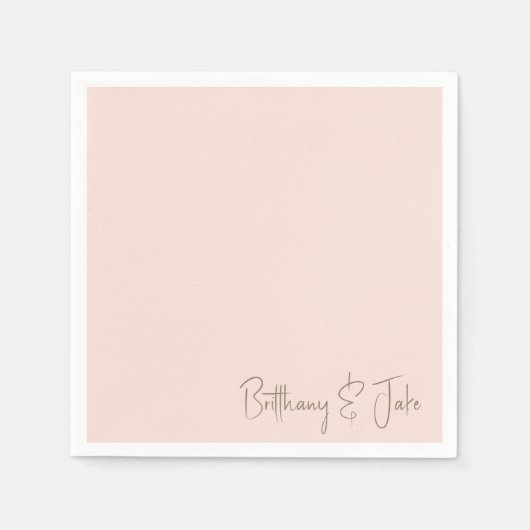 Gewoon Blush Gold Script Wedding Cocktail II Servet (Voorkant)