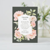 Gewoon Blush Roze Waterverf Bloemen Baby shower Bedankkaart (Staand voorkant)