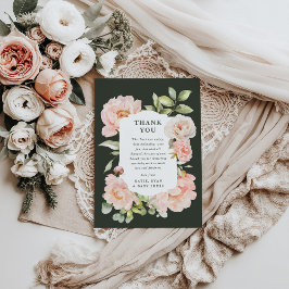 Gewoon Blush Roze Waterverf Bloemen Baby shower Bedankkaart