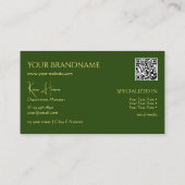 Gewoon bos groen met monogram QRCode en juwelen Visitekaartje (Achterkant)