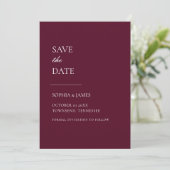 Gewoon Bourgondische typografie moderne save the d Date (Staand voorkant)