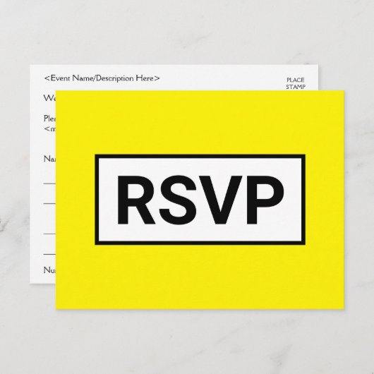 Gewoon Briefkaart "RSVP" (Voorkant / Achterkant)