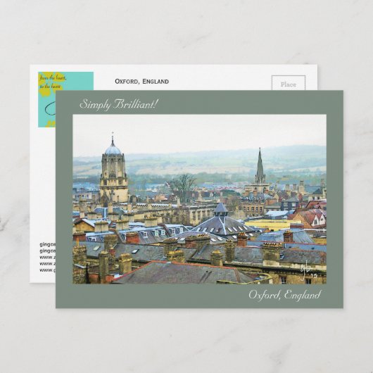 Gewoon briljant, daktop Uitzicht van Oxford, Engel Briefkaart (Voorkant / Achterkant)