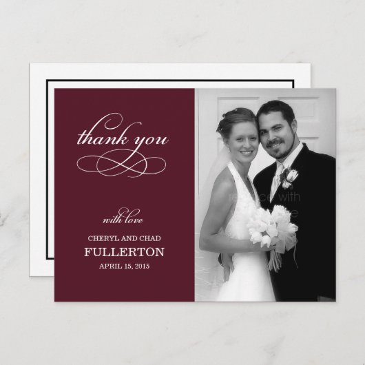 Gewoon bruiloft bedankkaart briefkaart (Voorkant / Achterkant)