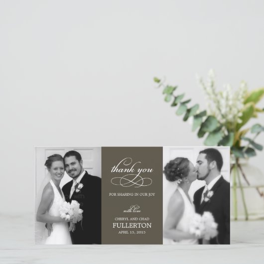 Gewoon  bruiloft dank u fotokaarten bedankkaart (Staand voorkant)