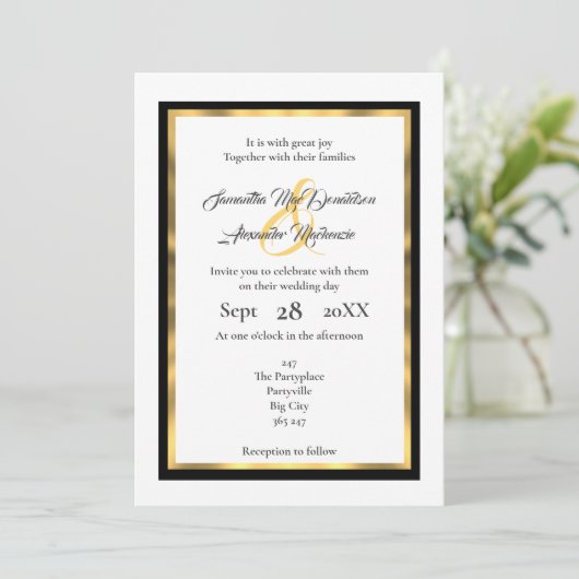 Gewoon bruin en gouden bruin huwelijk kaart (Staand voorkant)