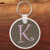Gewoon bruin en roze Sleutelhanger "K" (Voorkant)