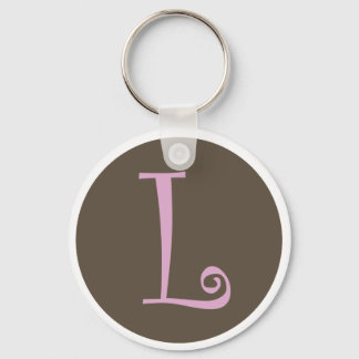 Gewoon bruin en roze Sleutelhanger "L"